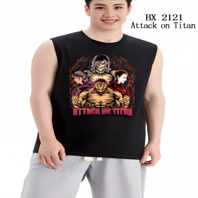 Shingeki no Kyojin Anime peripheral printed pure cotton vest T-shirt from S to 3XL