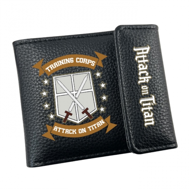 Shingeki no Kyojin Anime Litchi Pattern Hidden Buckle Half Fold Printed Wallet 12X10X2CM