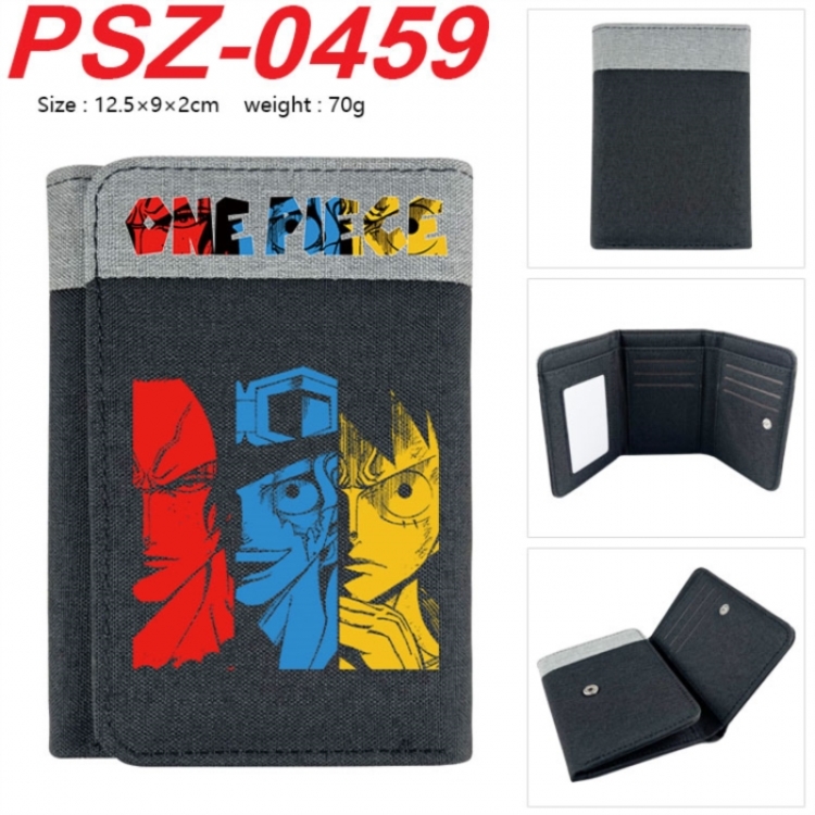One Piece Anime color blocked three fold concealed wallet 12.5X9X2CM 70G