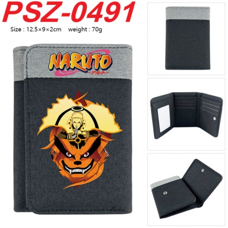 Naruto Anime color blocked three fold concealed wallet 12.5X9X2CM 70G