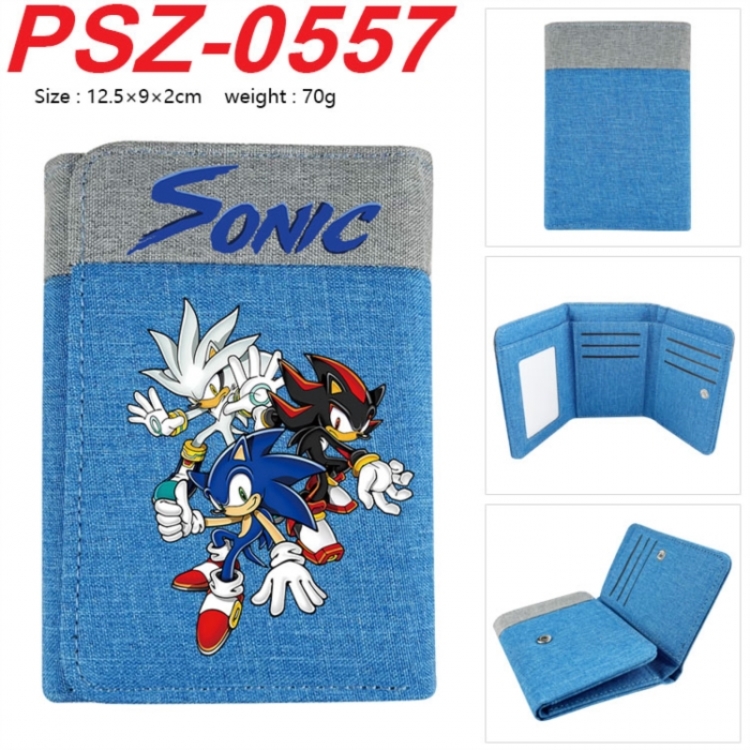 Sonic The Hedgehog Anime color blocked three fold concealed wallet 12.5X9X2CM 70G