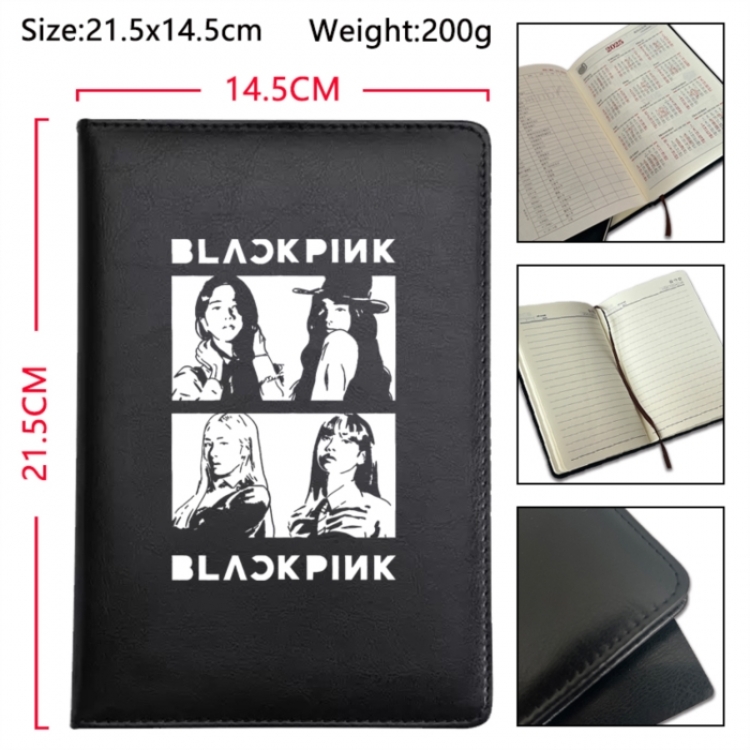 BLACK PINK Anime Printed PU Car Thread Notebook Hard Cover 21.5x14.5cm