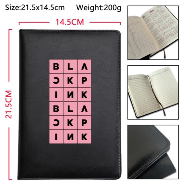 BLACK PINK Anime Printed PU Car Thread Notebook Hard Cover 21.5x14.5cm