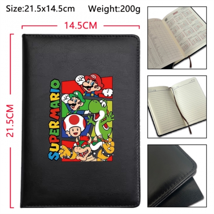 Super Mario Anime Printed PU Car Thread Notebook Hard Cover 21.5x14.5cm