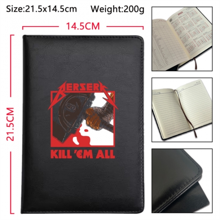 Berserk Anime Printed PU Car Thread Notebook Hard Cover 21.5x14.5cm