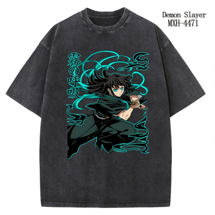 Demon Slayer Kimets Anime peripheral pure cotton washed and worn T-shirt from S to 2XL