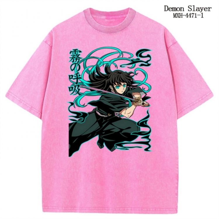 Demon Slayer Kimets Anime peripheral pure cotton washed and worn T-shirt from S to 2XL