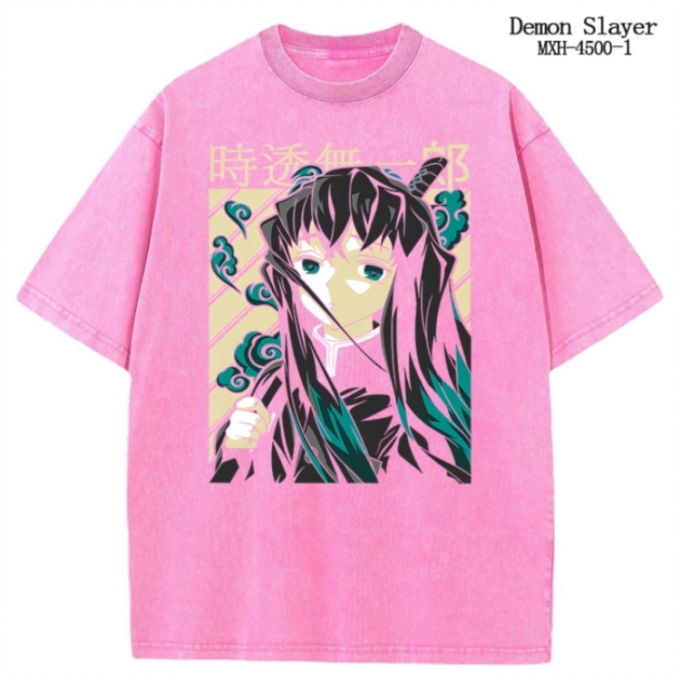 Demon Slayer Kimets Anime peripheral pure cotton washed and worn T-shirt from S to 2XL
