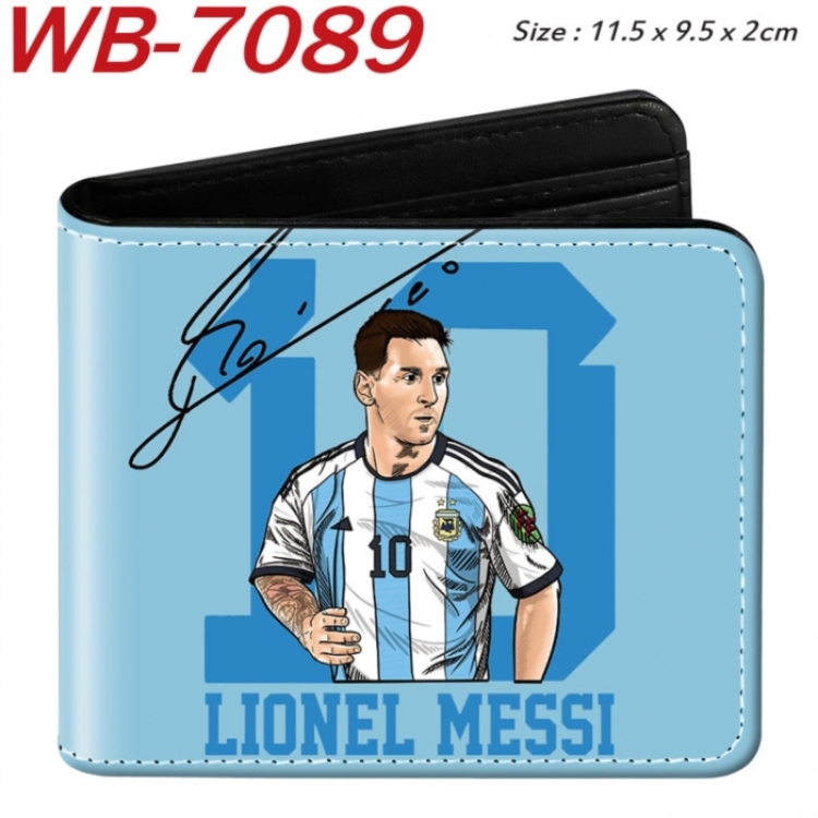 Football star Animation color PU leather half fold wallet 11.5X9X2CM
