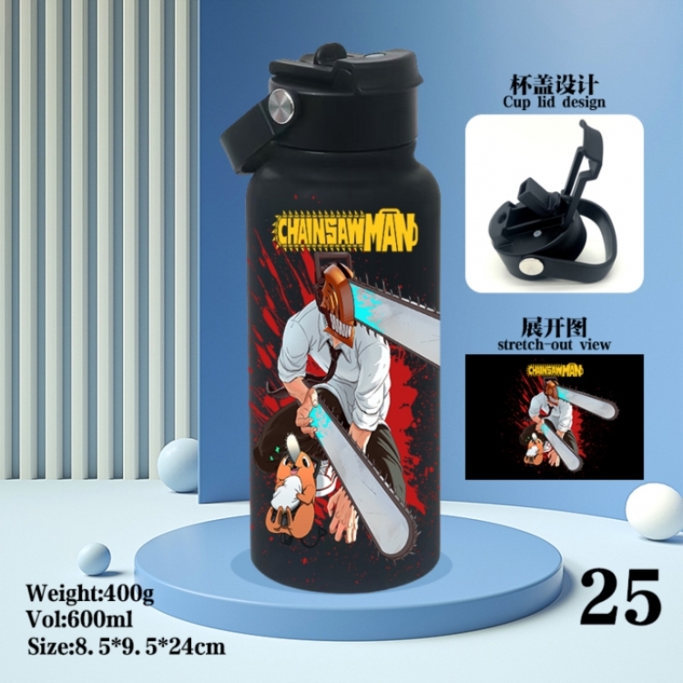 Chainsaw man Anime peripheral new drink portable thermos cup 600ML
