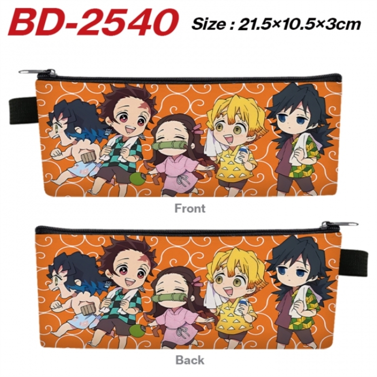 Demon Slayer Kimets Anime PU Leather Zipper Pencil Case Stationery Box 21.5X10.5X3CM 