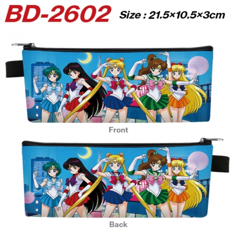 sailormoon Anime PU Leather Zipper Pencil Case Stationery Box 21.5X10.5X3CM 