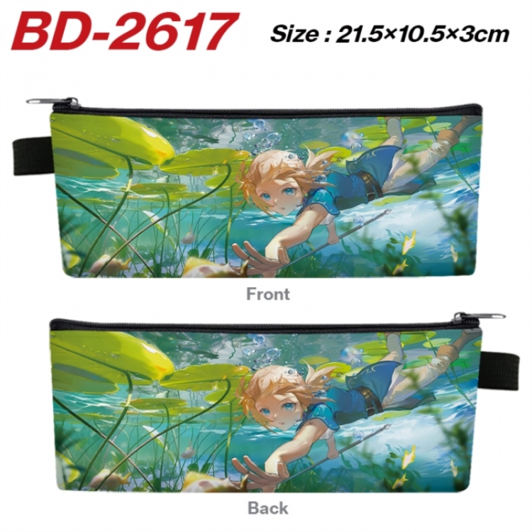 The Legend of Zelda Anime PU Leather Zipper Pencil Case Stationery Box 21.5X10.5X3CM 