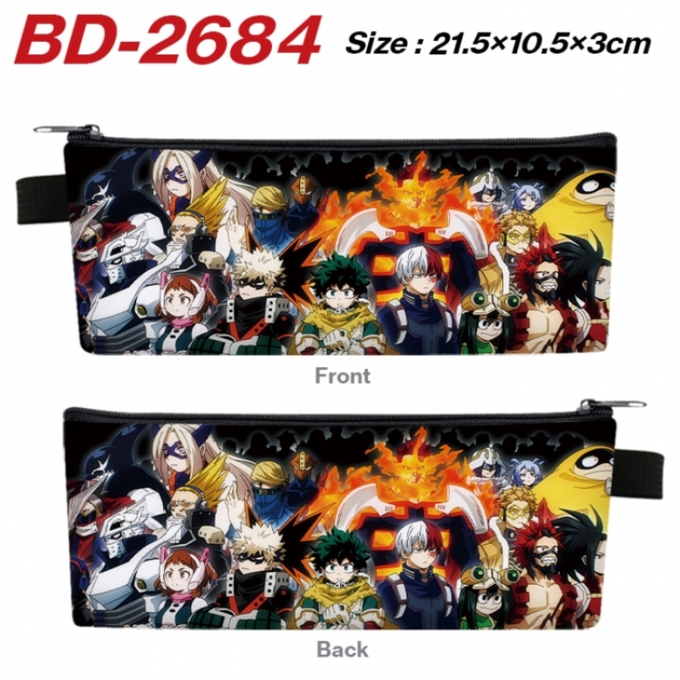 My Hero Academia Anime PU Leather Zipper Pencil Case Stationery Box 21.5X10.5X3CM 