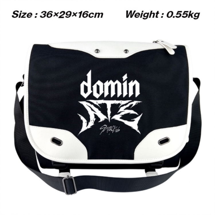 straykids Black and white anime waterproof nylon shoulder messenger bag schoolbag 36X29X16CM