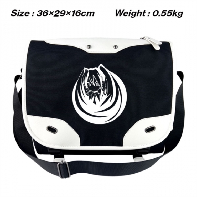Hatsune Miku Black and white anime waterproof nylon shoulder messenger bag schoolbag 36X29X16CM