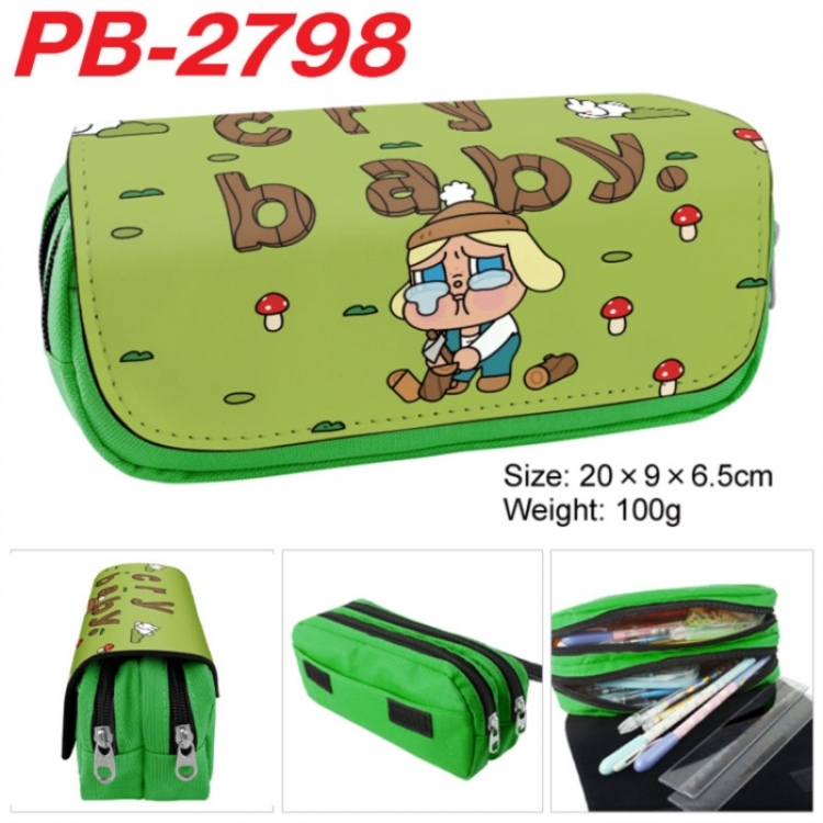 Cry Baby Anime double-layer pu leather printing pencil case 20x9x6.5cm