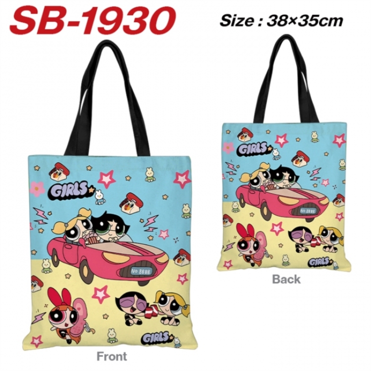 The Powerpuff Girls Anime Canvas Handheld Shoulder Bag Handbag Shopping Bag 38X35CM