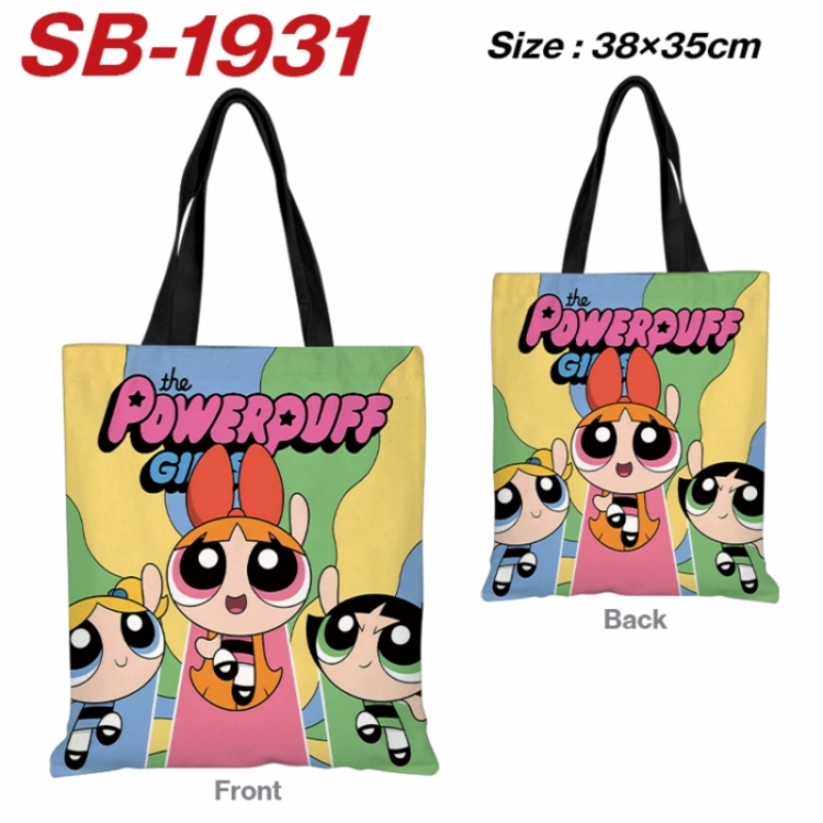 The Powerpuff Girls Anime Canvas Handheld Shoulder Bag Handbag Shopping Bag 38X35CM