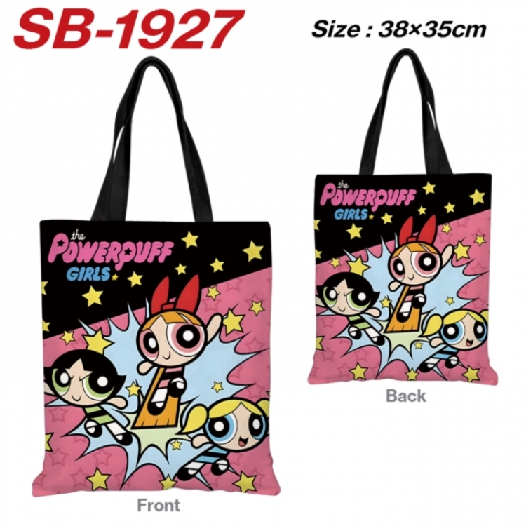 The Powerpuff Girls Anime Canvas Handheld Shoulder Bag Handbag Shopping Bag 38X35CM