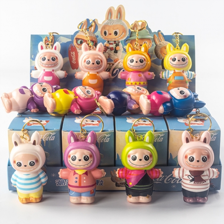 Labubu Plush resin small ornament children's toy trendy blind box Key Chain 6cm a set of 12