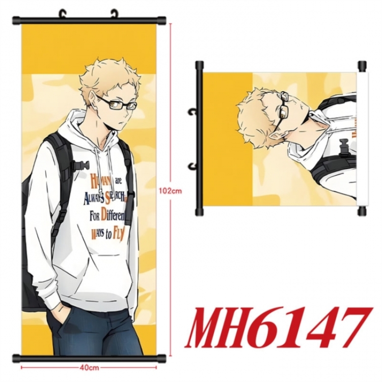 Haikyuu!! Anime black Plastic rod Cloth painting Wall Scroll 40X102CM