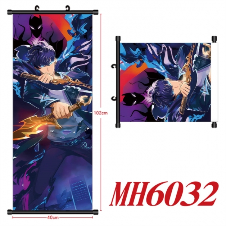 Solo Leveling:Arise Anime black Plastic rod Cloth painting Wall Scroll 40X102CM