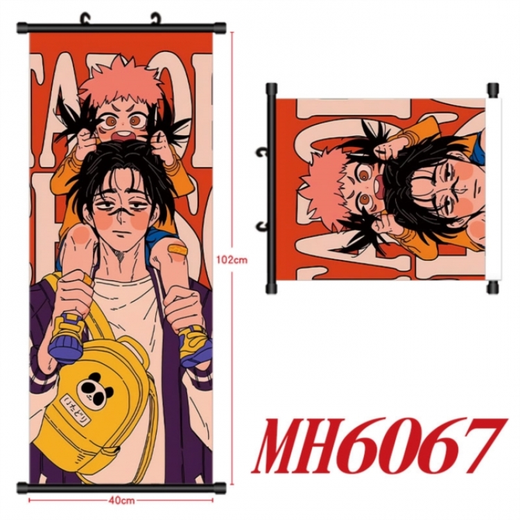 Jujutsu Kaisen Anime black Plastic rod Cloth painting Wall Scroll 40X102CM