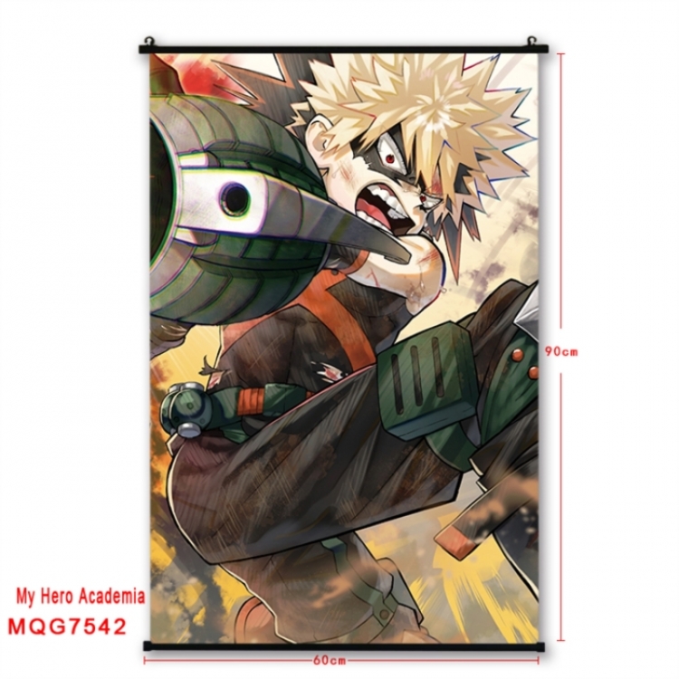 My Hero Academia Anime black Plastic rod Cloth painting Satin cloth Wall Scroll 60X90CM 