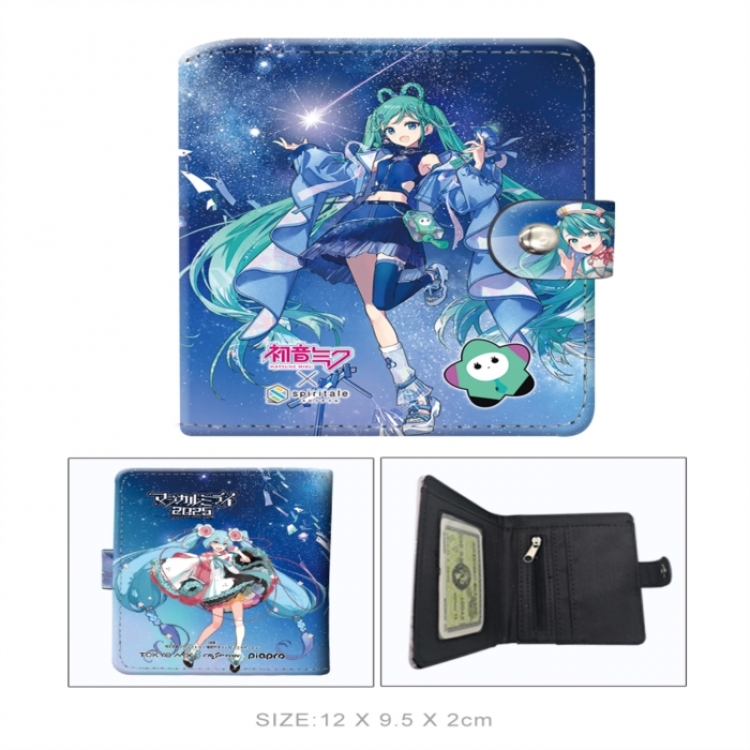 Hatsune Miku PU vertical wallet short wallet buckle storage bag 12x9.5x2CM 60G