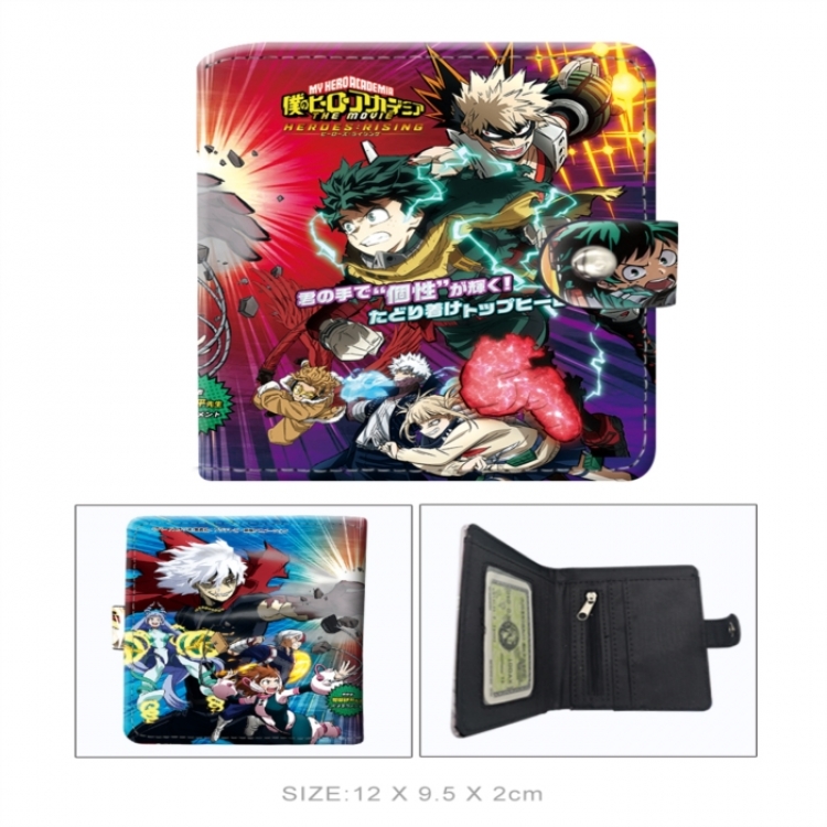 My Hero Academia PU vertical wallet short wallet buckle storage bag 12x9.5x2CM 60G