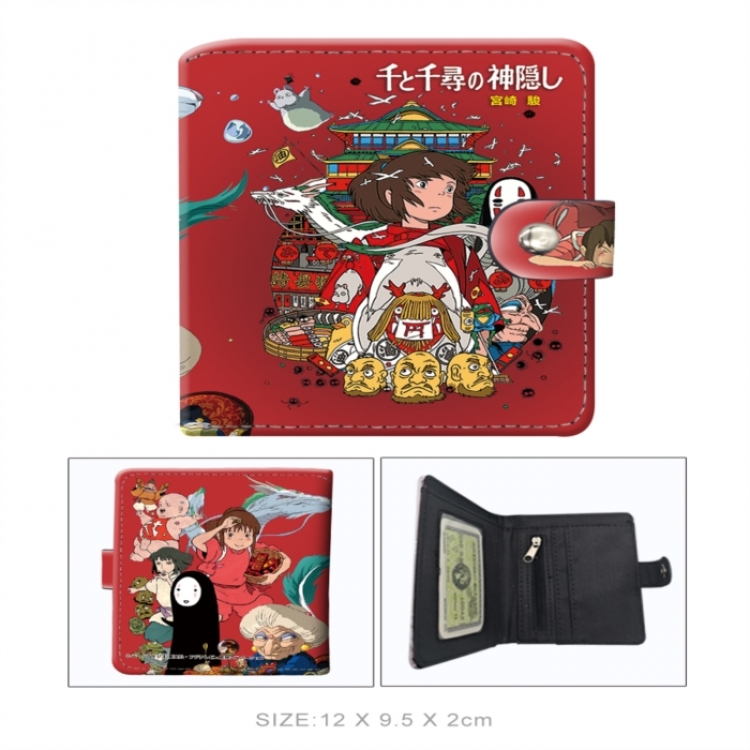 Spirited Away PU vertical wallet short wallet buckle storage bag 12x9.5x2CM 60G
