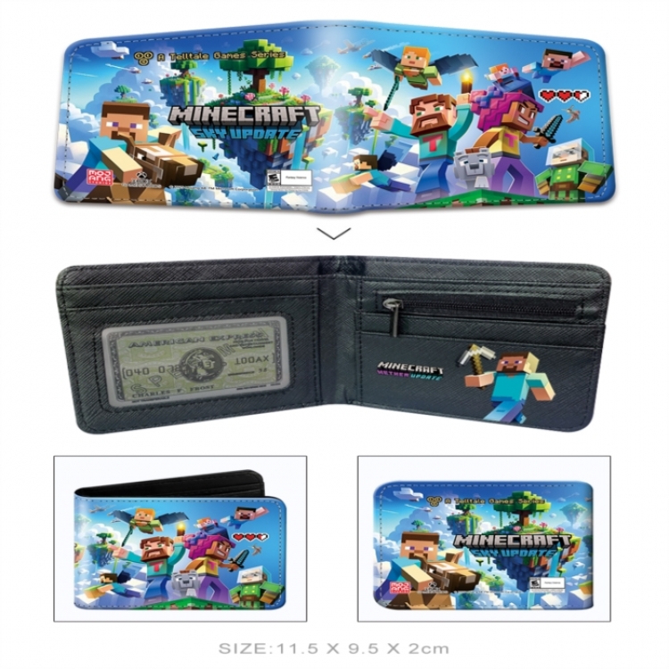 Minecraft 3D concave convex two fold short card wallet wallet wallet 11X9.5X2cm 65G