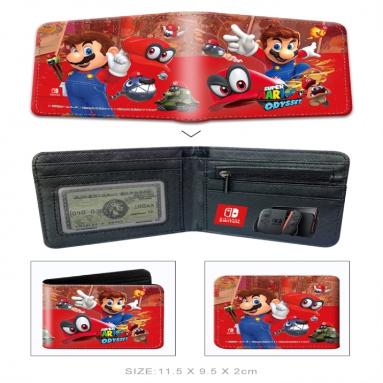Nintendo 3D concave convex two fold short card wallet wallet wallet 11X9.5X2cm 65G