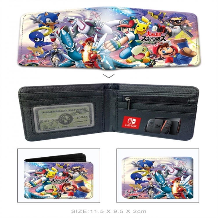 Nintendo 3D concave convex two fold short card wallet wallet wallet 11X9.5X2cm 65G
