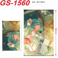 Hatsune Miku Anime digital printed pole style hanging picture Wall Scroll There is a hanging rope 40x60cm