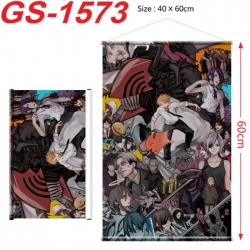 Chainsaw man Anime digital printed pole style hanging picture Wall Scroll There is a hanging rope 40x60cm