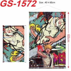 Chainsaw man Anime digital printed pole style hanging picture Wall Scroll There is a hanging rope 40x60cm
