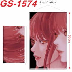 Chainsaw man Anime digital printed pole style hanging picture Wall Scroll There is a hanging rope 40x60cm