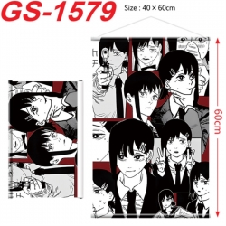 Chainsaw man Anime digital printed pole style hanging picture Wall Scroll There is a hanging rope 40x60cm