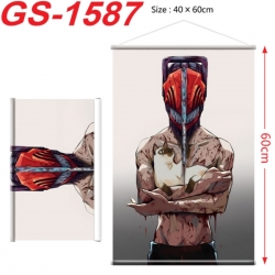 Chainsaw man Anime digital printed pole style hanging picture Wall Scroll There is a hanging rope 40x60cm