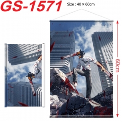 Chainsaw man Anime digital printed pole style hanging picture Wall Scroll There is a hanging rope 40x60cm