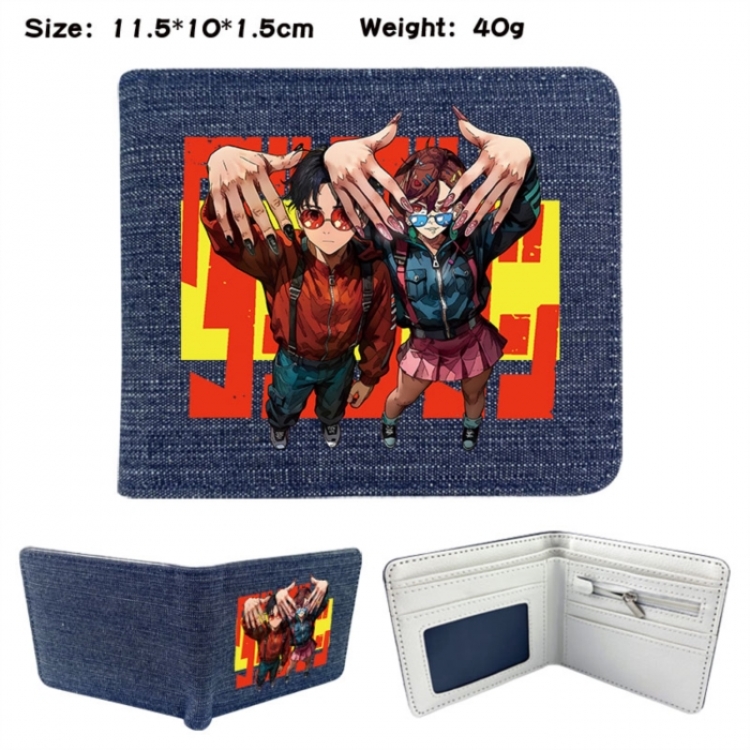 Dandadan Anime denim folding full-color wallet 11.5X10X1.5CM