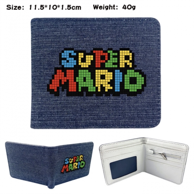 Super Mario Anime denim folding full-color wallet 11.5X10X1.5CM 