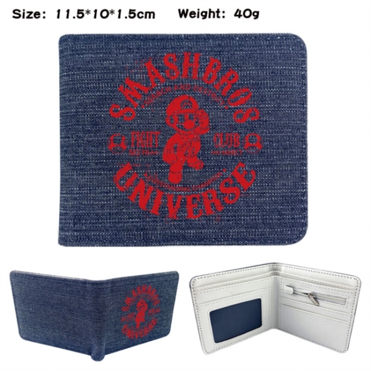 Super Mario Anime denim folding full-color wallet 11.5X10X1.5CM 