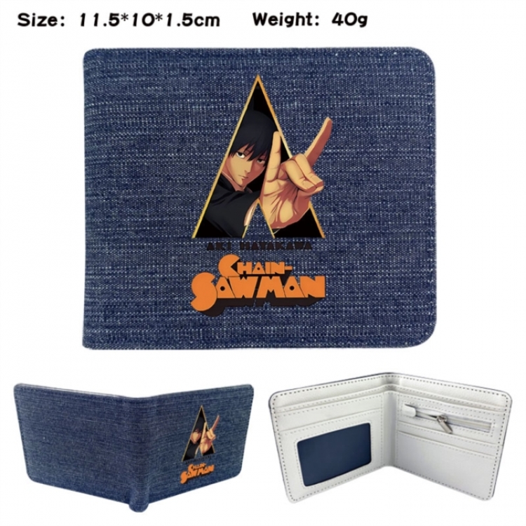 Chainsaw man Anime denim folding full-color wallet 11.5X10X1.5CM 