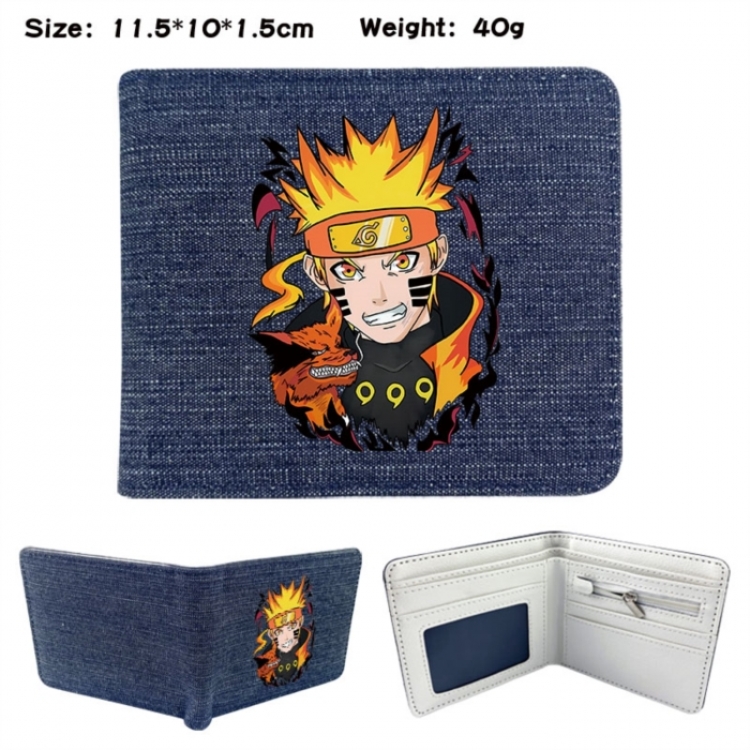 Naruto Anime denim folding full-color wallet 11.5X10X1.5CM 