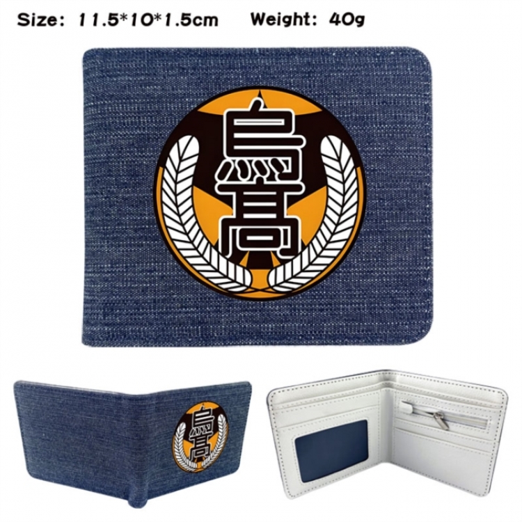 Haikyuu!! Anime denim folding full-color wallet 11.5X10X1.5CM 