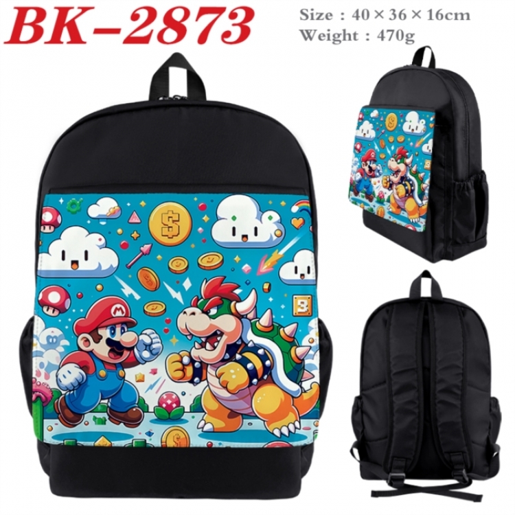 Super Mario Waterproof nylon canvas flip color picture backpack 40X36X16CM