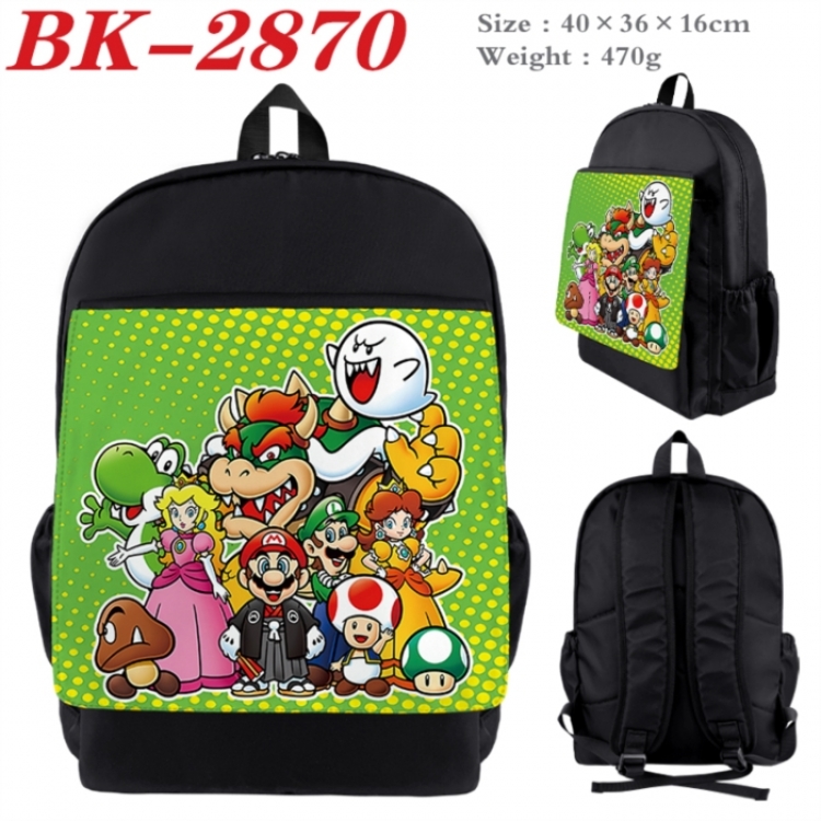 Super Mario Waterproof nylon canvas flip color picture backpack 40X36X16CM